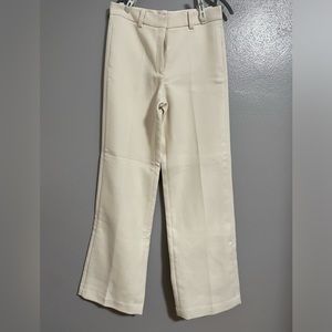 TORY BURCH TROUSER THOMAS CREAM IVORY HIGH RISE WIDE LEG DRESS PANTS Size 6